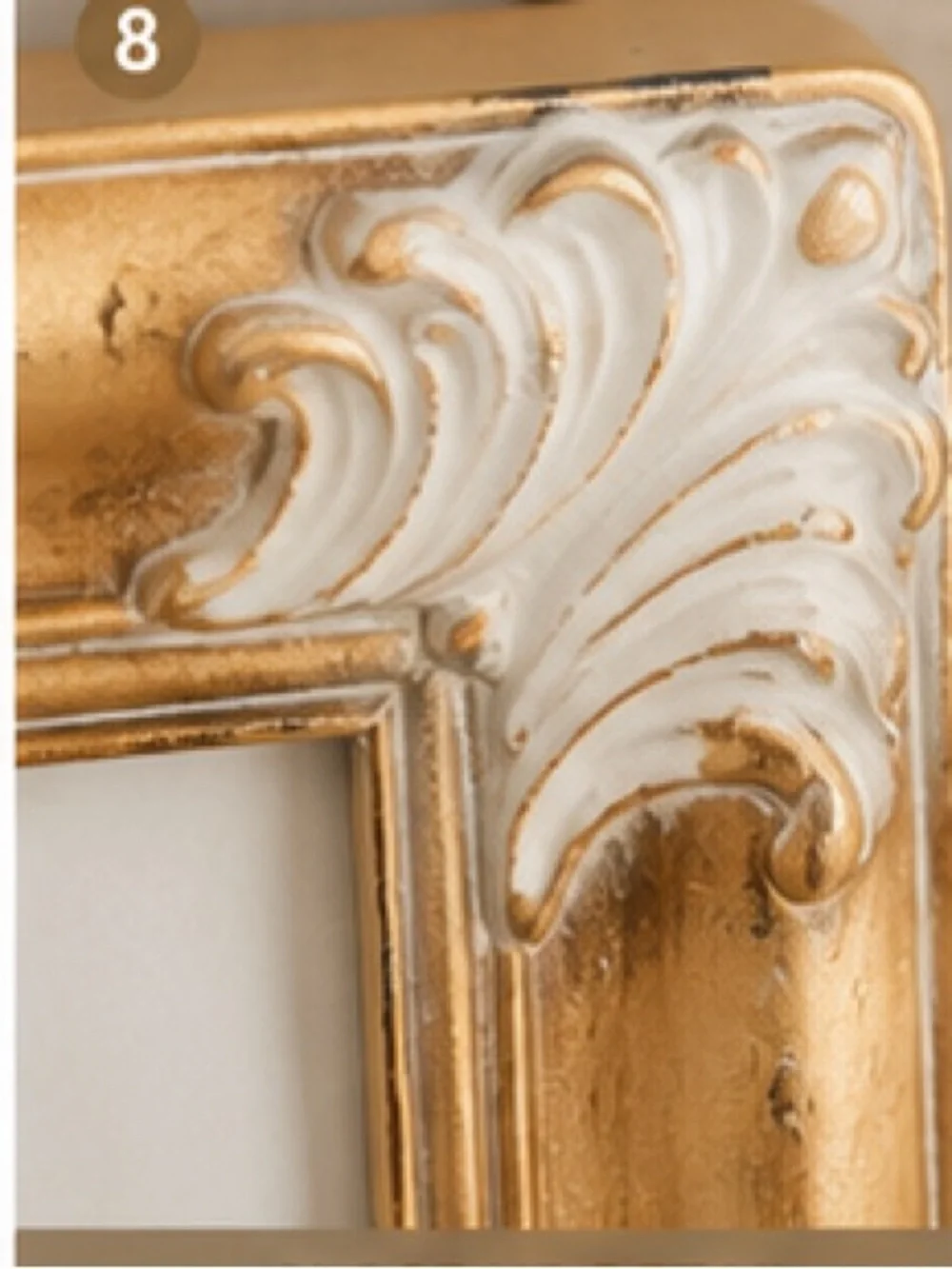 MilanNico International Gold Ornate Frame Distressed Ivory Baroque Rococo 4x6